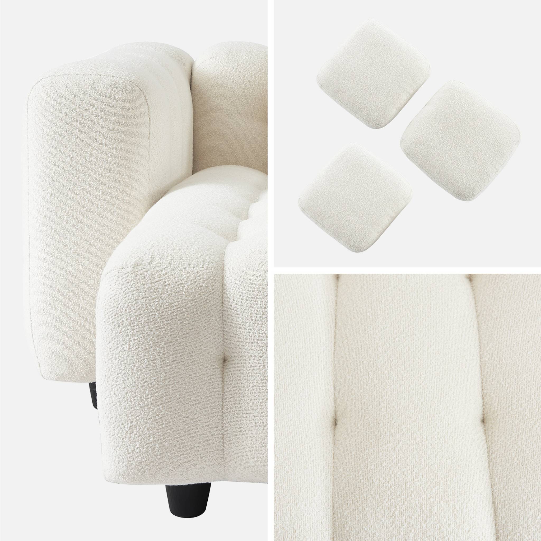 Divano angolare reversibile, in tessuto bouclé testurizzato, bianco