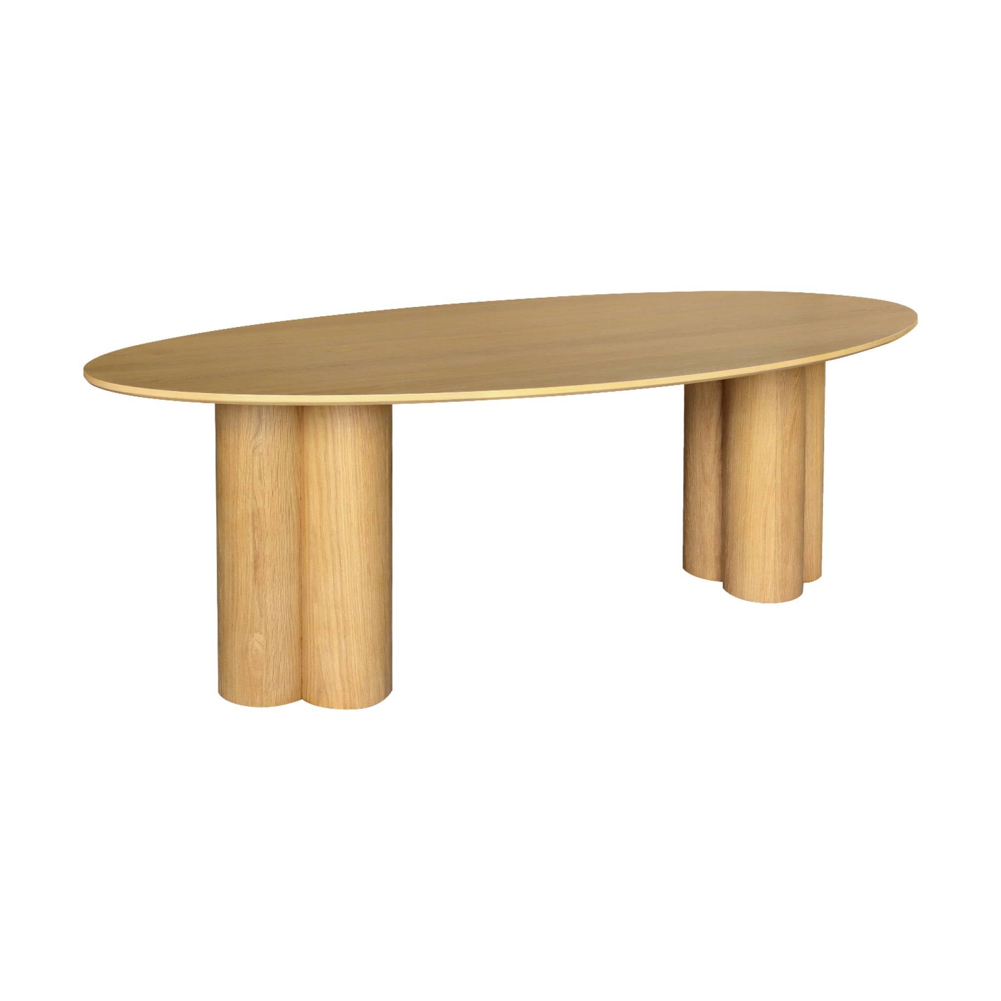 Tavolo da pranzo ovale in legno di hevea e impiallacciato rovere 8