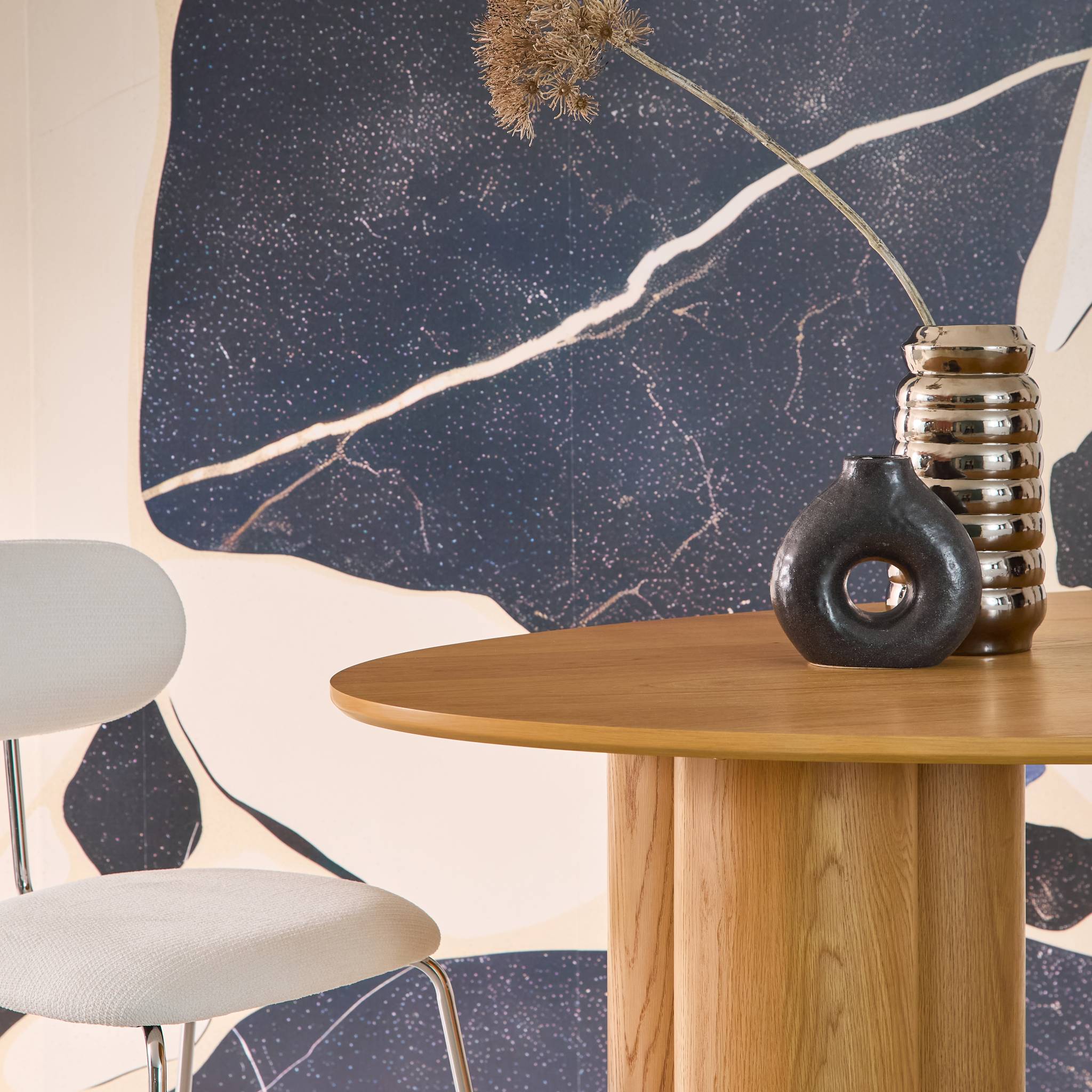 Tavolo da pranzo ovale in legno di hevea e impiallacciato rovere 8