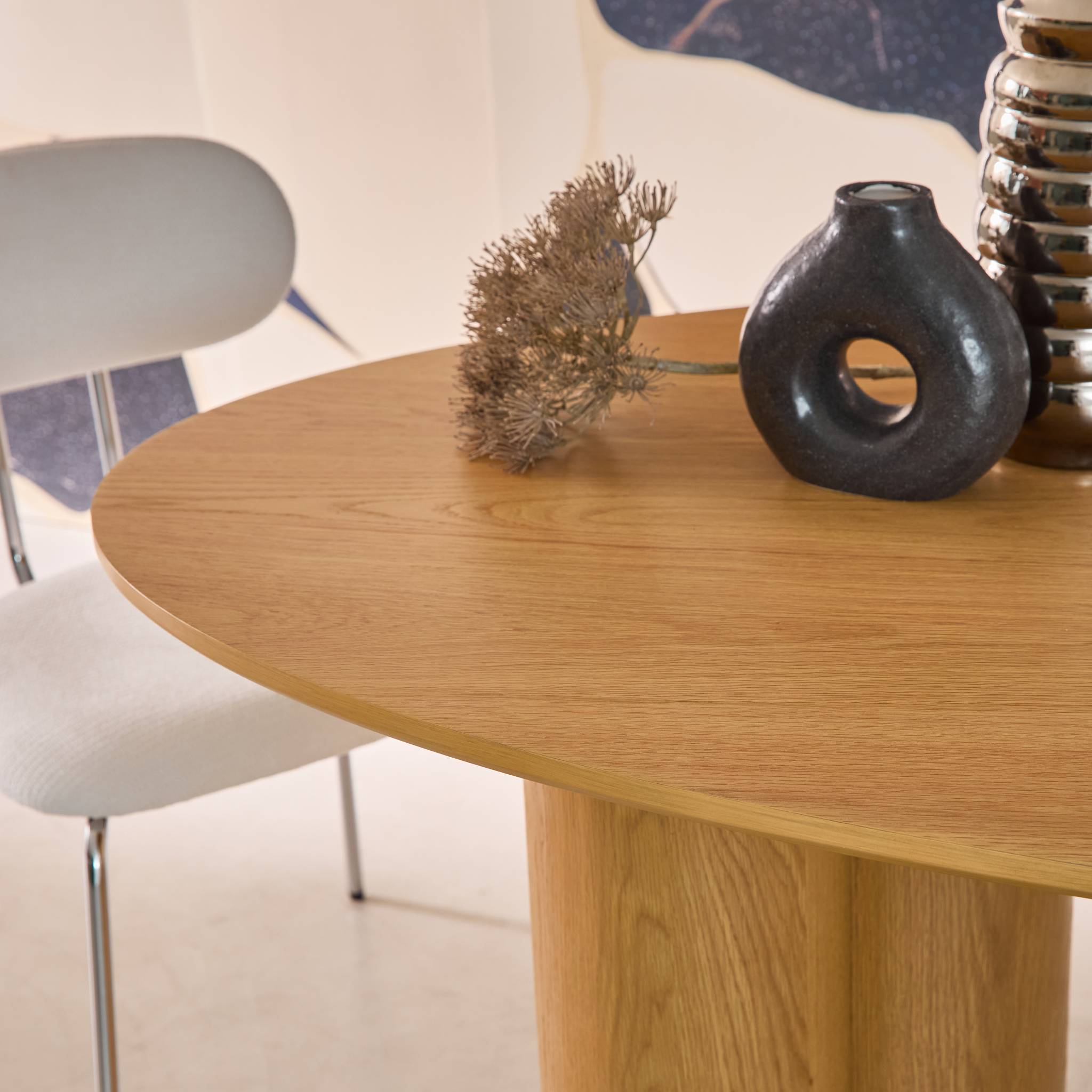 Tavolo da pranzo ovale in legno di hevea e impiallacciato rovere 8