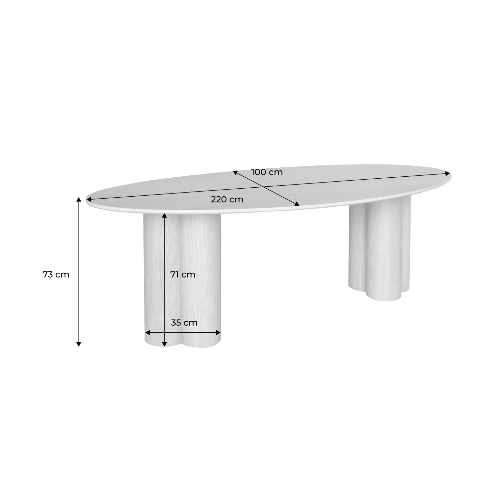 Tavolo da pranzo ovale in legno di hevea e impiallacciato rovere 8