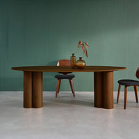 Tavolo da pranzo ovale in legno di hevea e impiallacciato rovere 8