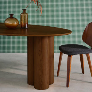 Tavolo da pranzo ovale in legno di hevea e impiallacciato rovere 8