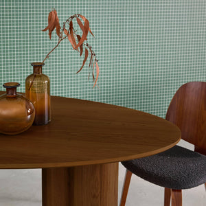 Tavolo da pranzo ovale in legno di hevea e impiallacciato rovere 8