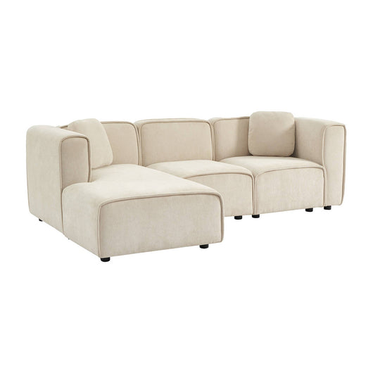Divano angolare sinistro 3 posti tessuto, beige