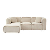 Divano angolare sinistro 3 posti tessuto, beige