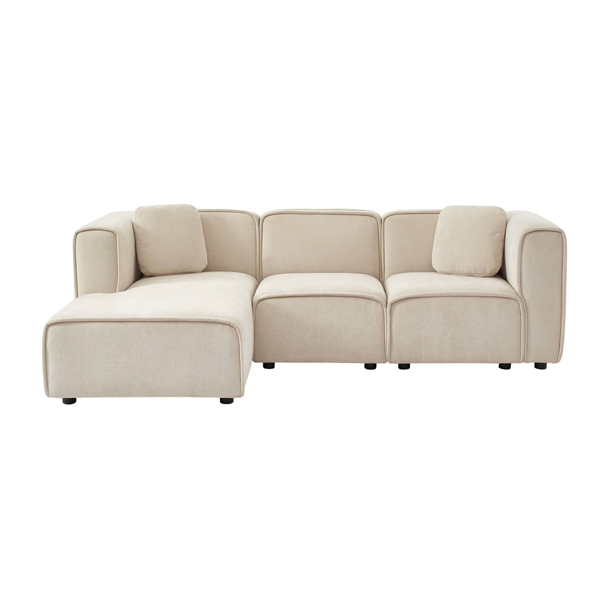 Divano angolare sinistro 3 posti tessuto, beige