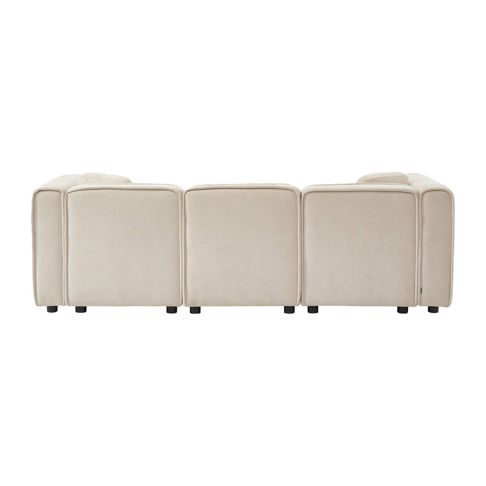 Divano angolare sinistro 3 posti tessuto, beige