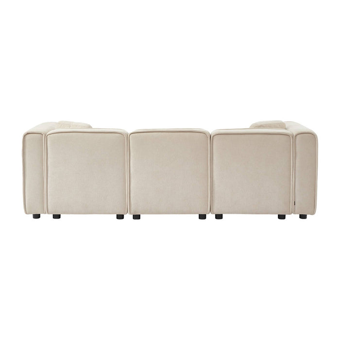 Divano angolare sinistro 3 posti tessuto, beige