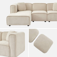 Divano angolare sinistro 3 posti tessuto, beige