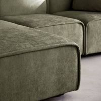 Divano angolare sinistro 3 posti tessuto, verde kaki