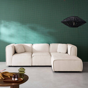 Divano angolare destro 3 posti tessuto , beige