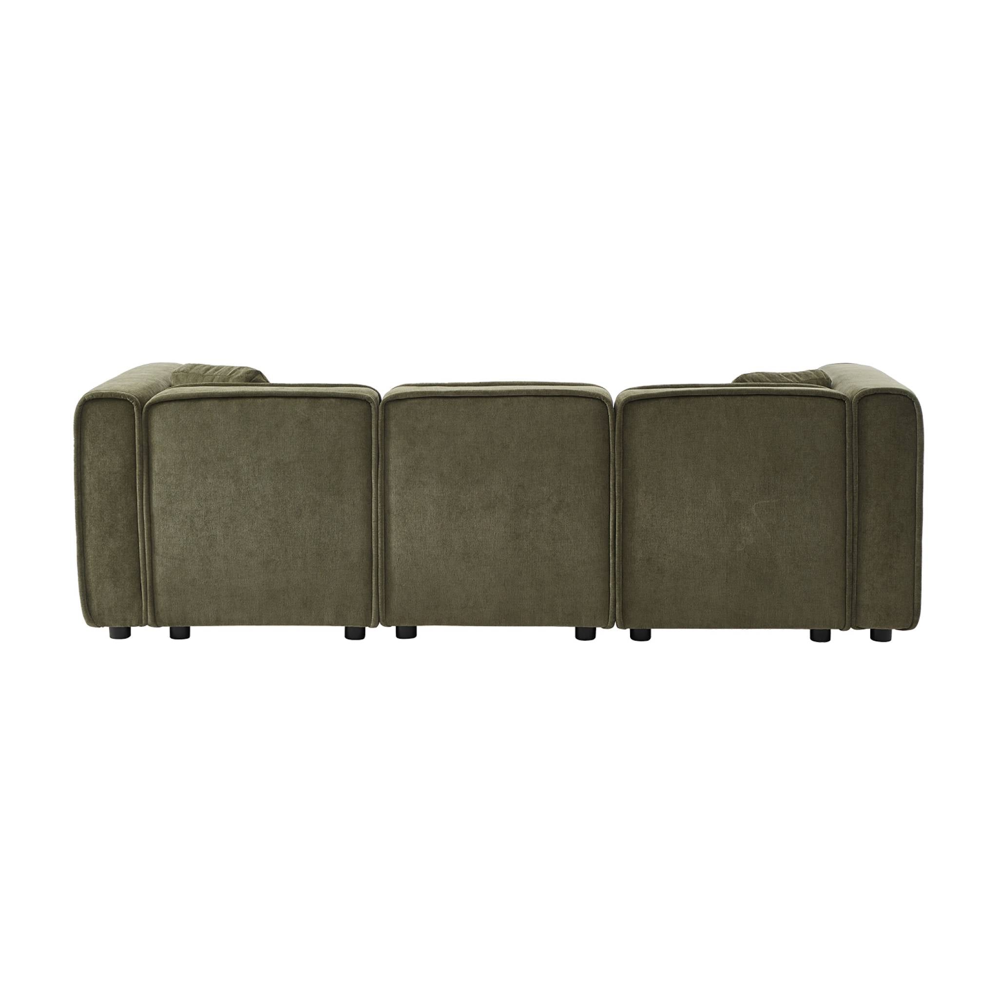 Divano angolare destro 3 posti tessuto , verde kaki