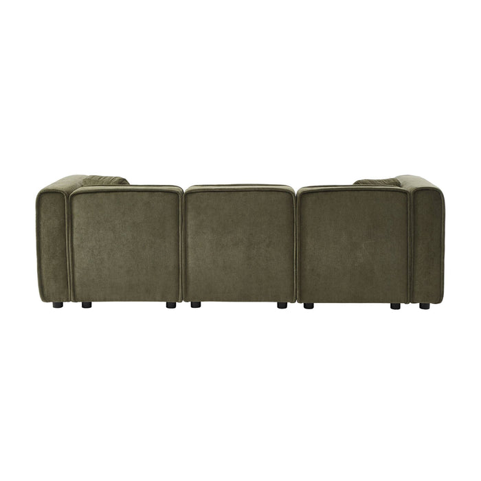 Divano angolare destro 3 posti tessuto , verde kaki