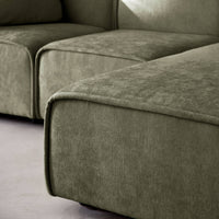 Divano angolare destro 3 posti tessuto , verde kaki