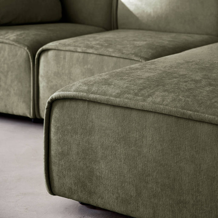 Divano angolare destro 3 posti tessuto , verde kaki