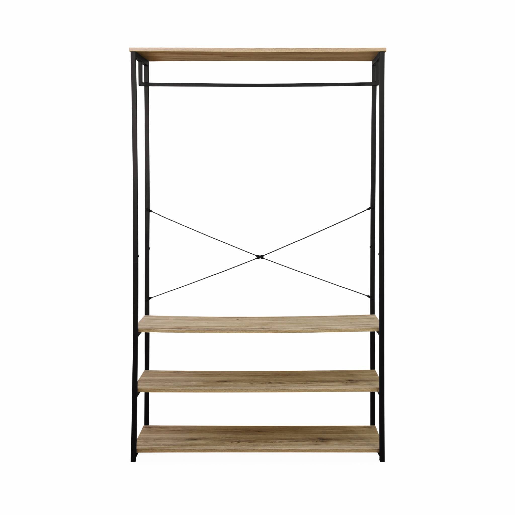 Mobile d'ingresso in metallo e legno, 3 livelli, barra di sospensione,