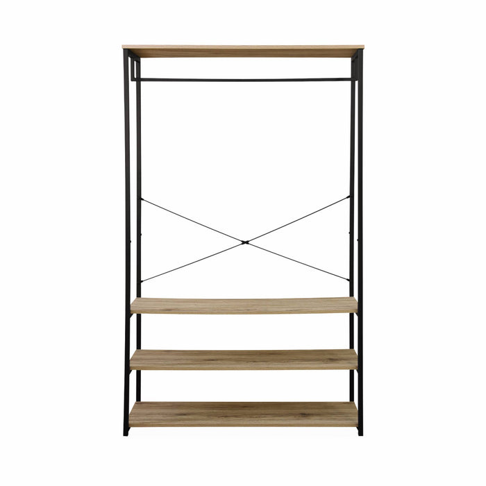 Mobile d'ingresso in metallo e legno, 3 livelli, barra di sospensione,