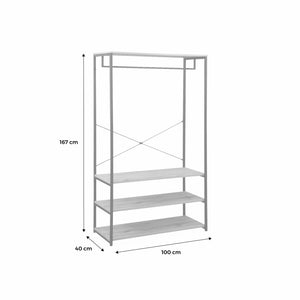 Mobile d'ingresso in metallo e legno, 3 livelli, barra di sospensione,