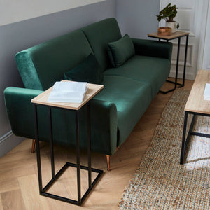 Divano letto 3 posti reclinabile in velluto, verde inglese