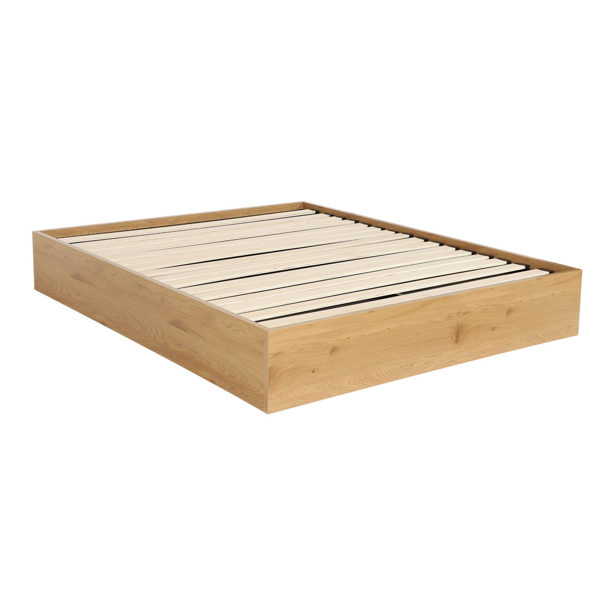 Letto contenitore con rete a doghe 160x200cm decorazione legno,