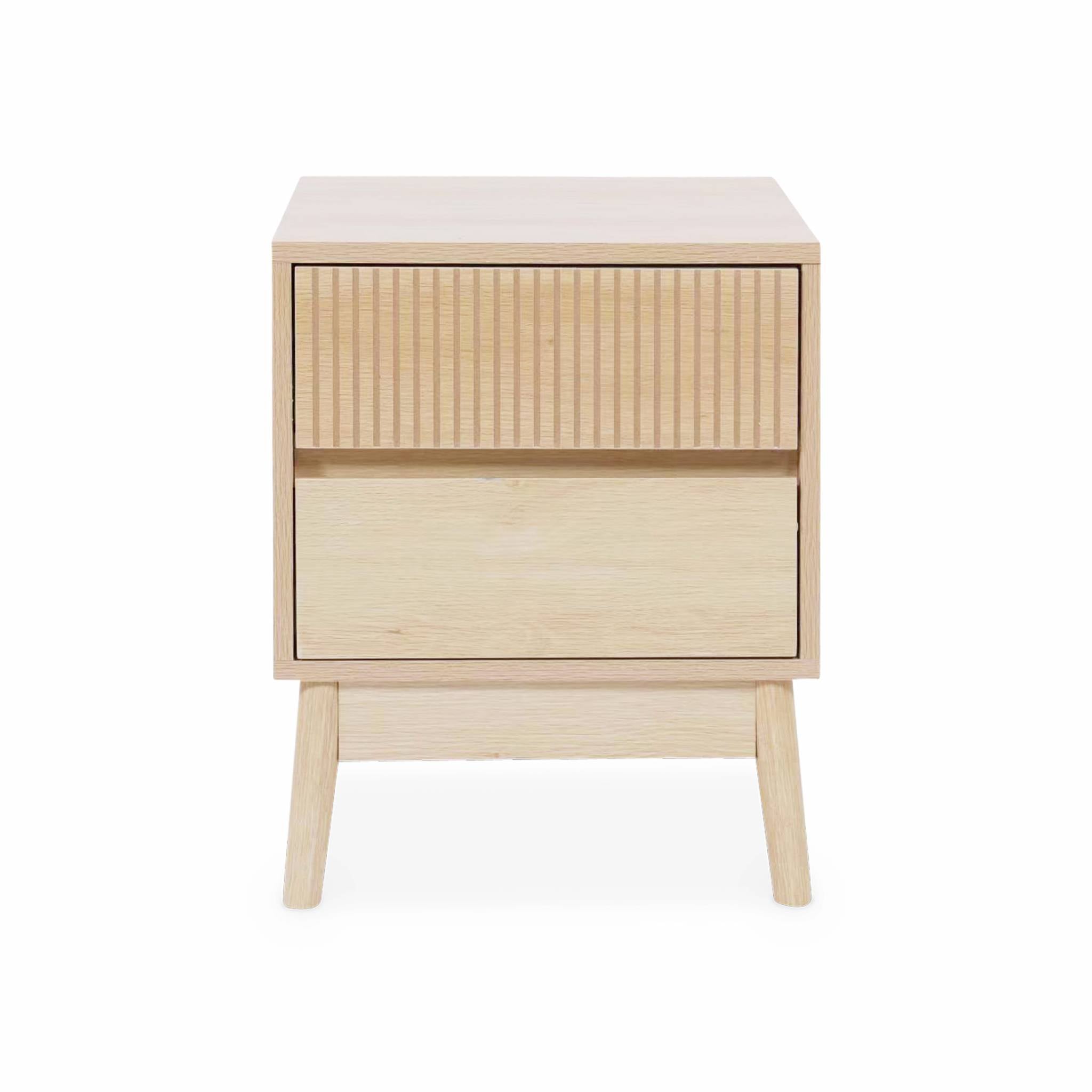 Set di 2 comodini con 2 cassetti, marrone naturale