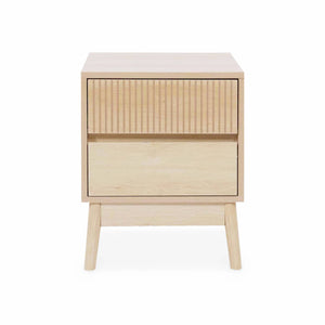 Set di 2 comodini con 2 cassetti, marrone naturale