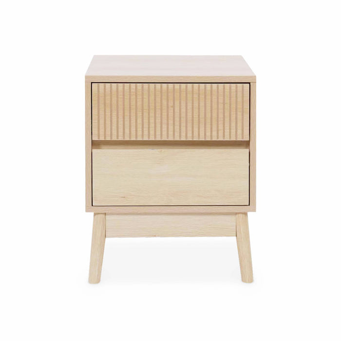 Set di 2 comodini con 2 cassetti, marrone naturale