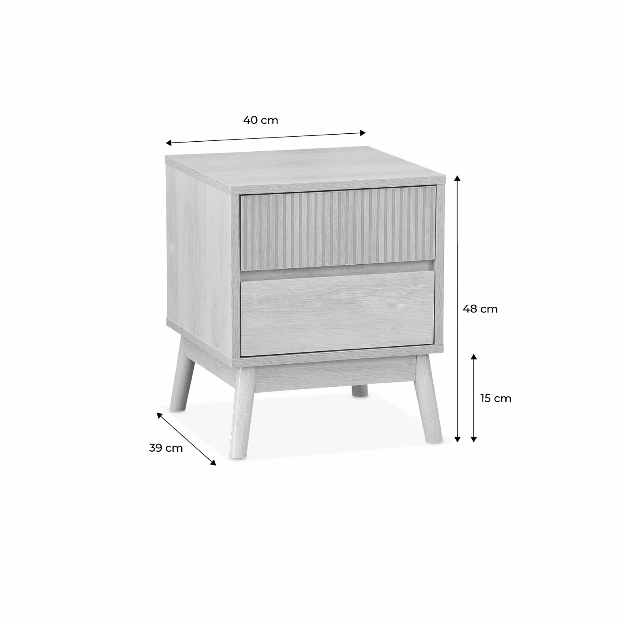 Set di 2 comodini con 2 cassetti, marrone naturale
