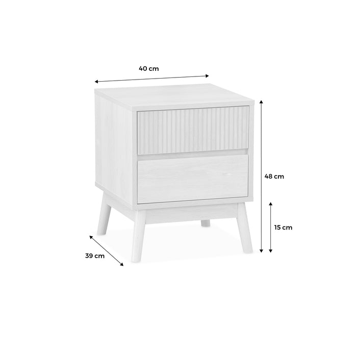 Set di 2 comodini con 2 cassetti, marrone naturale