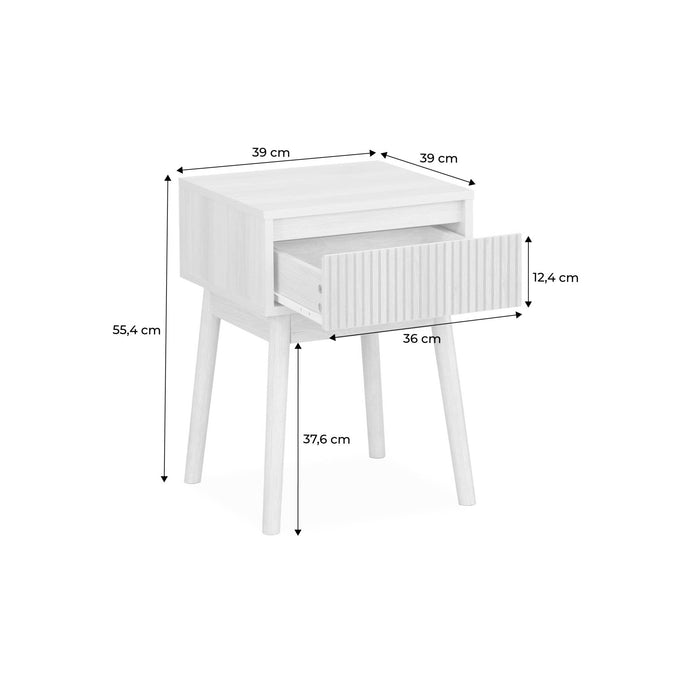 Comodino decorazione legno 1 cassetto, marrone naturale