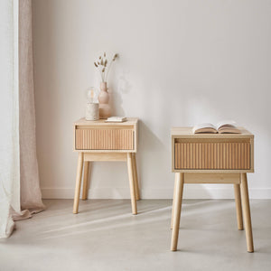 Set di 2 comodini con un cassetto, marrone naturale