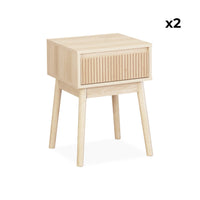 Set di 2 comodini con un cassetto, marrone naturale