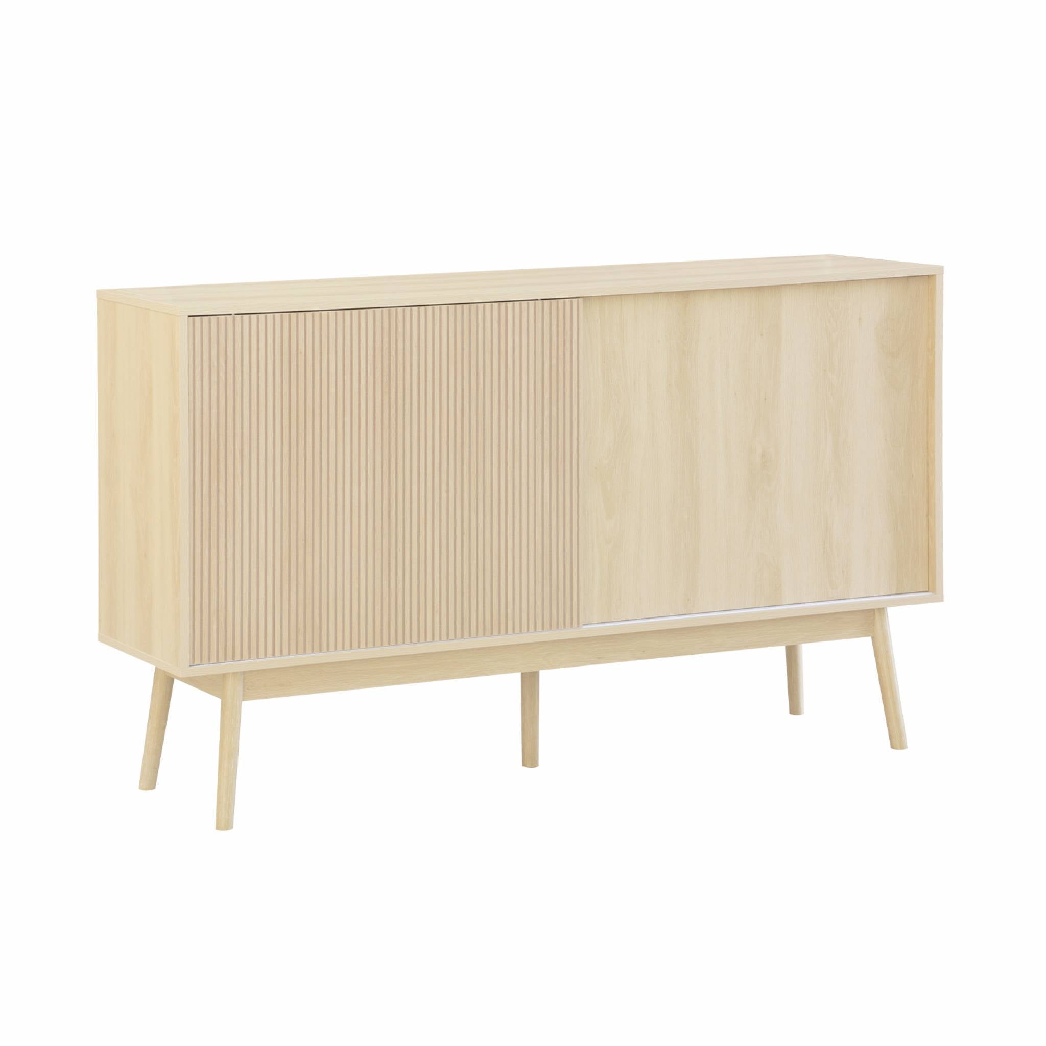 Credenza scandinava a 2 ante effetto legno, 150cm, marrone naturale