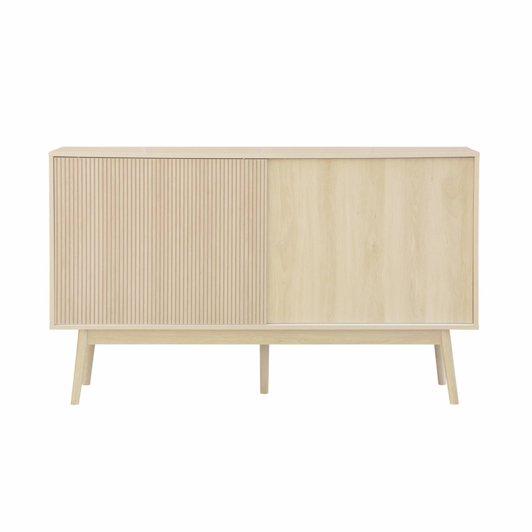 Credenza scandinava a 2 ante effetto legno, 150cm, marrone naturale