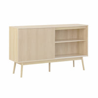 Credenza scandinava a 2 ante effetto legno, 150cm, marrone naturale