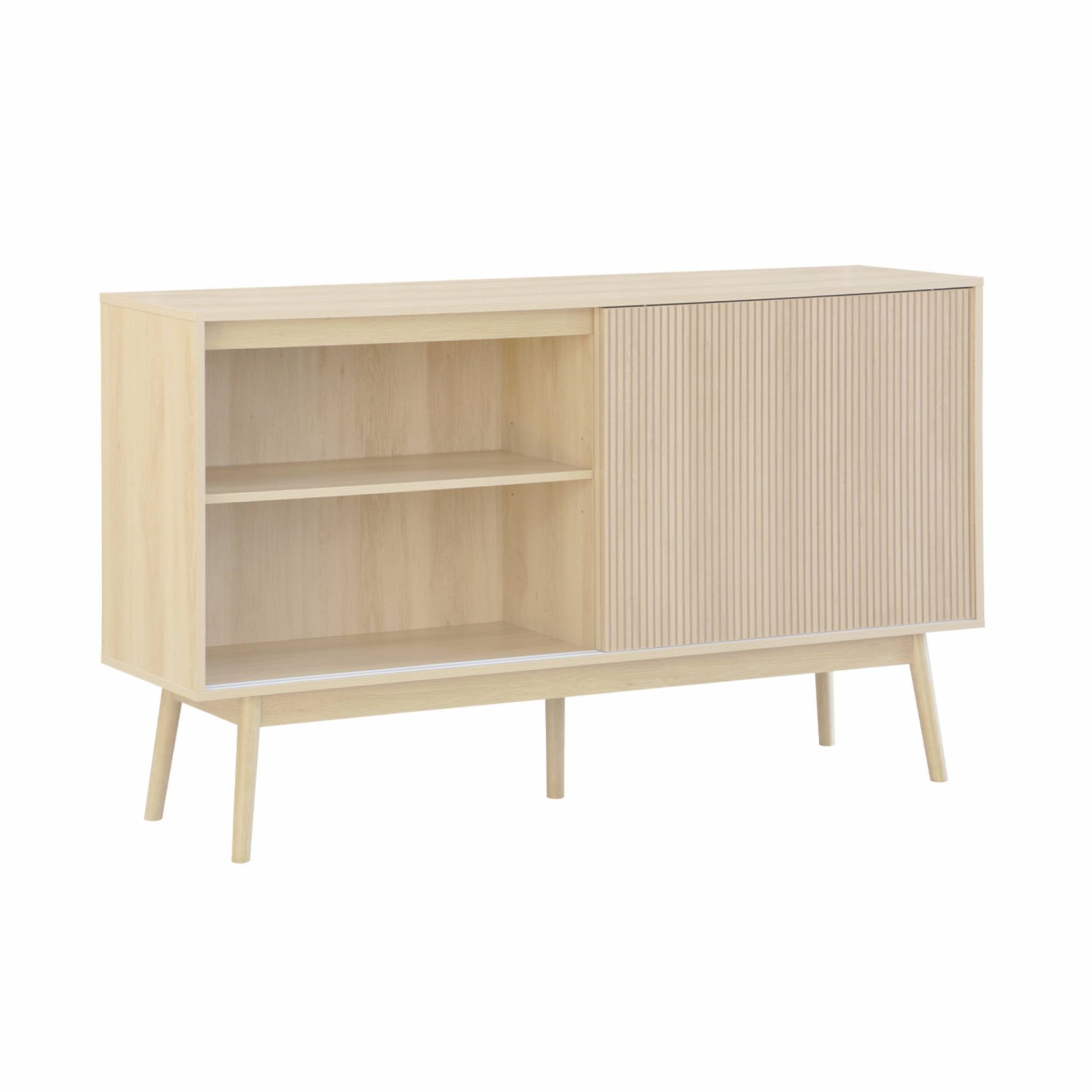 Credenza scandinava a 2 ante effetto legno, 150cm, marrone naturale
