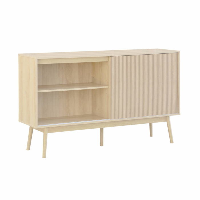 Credenza scandinava a 2 ante effetto legno, 150cm, marrone naturale