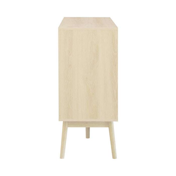 Credenza scandinava a 2 ante effetto legno, 150cm, marrone naturale