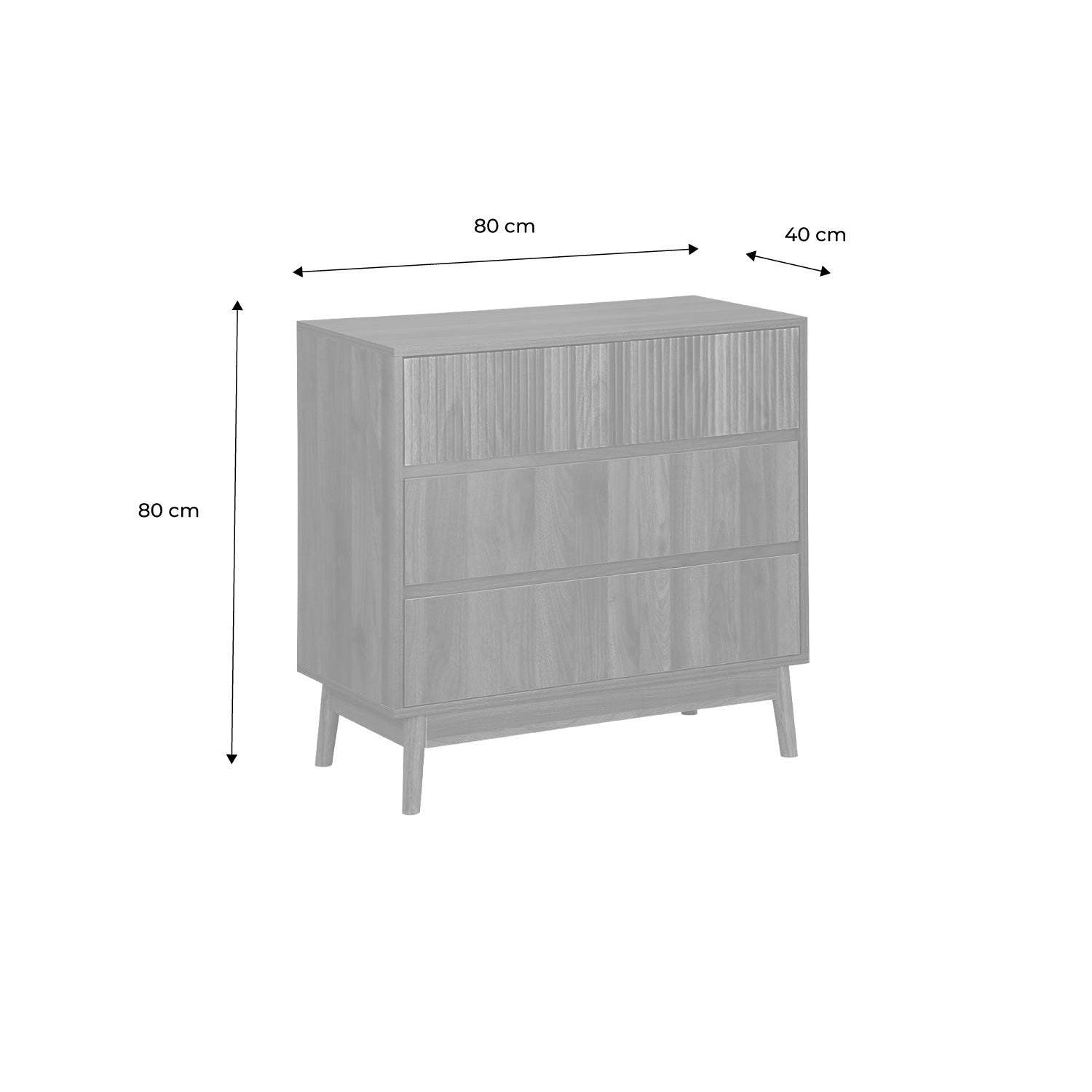 Cassettone effetto legno, 3 cassetti, marrone scuro naturale