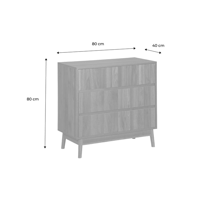 Cassettone effetto legno, 3 cassetti, marrone scuro naturale