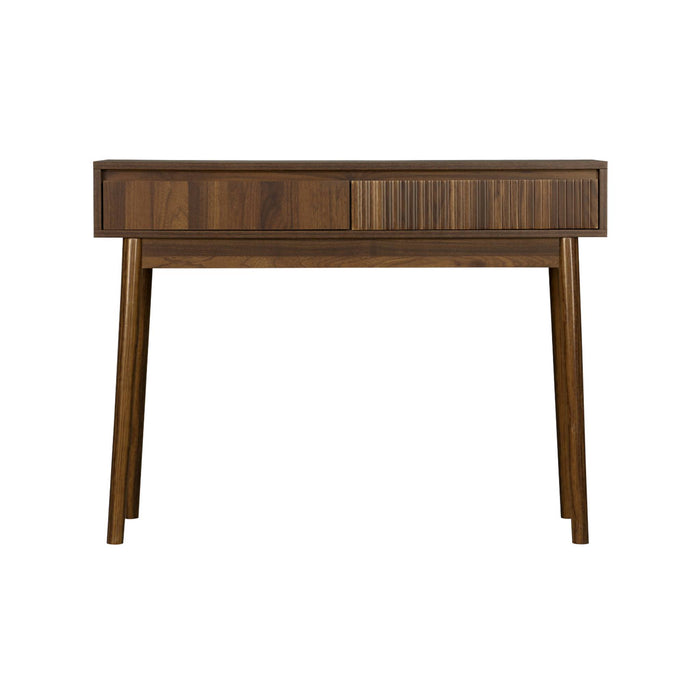 Consolle effetto legno 2 cassetti, marrone scuro naturale