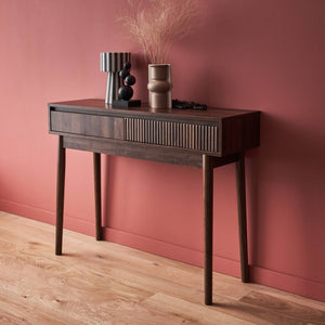 Consolle effetto legno 2 cassetti, marrone scuro naturale