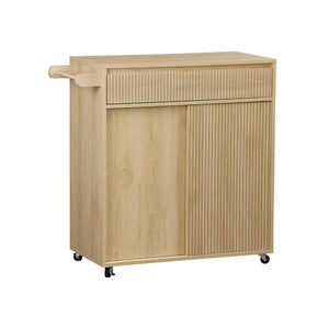 Carrello da cucina decorato in legno con 1 maniglia, 1 cassetto e 2