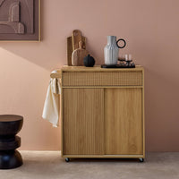 Carrello da cucina decorato in legno con 1 maniglia, 1 cassetto e 2