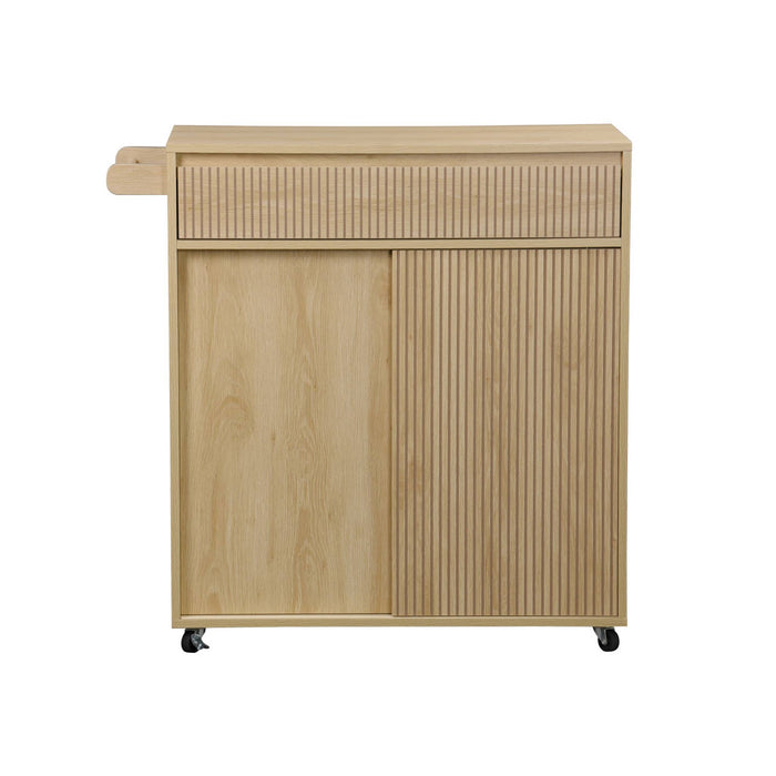 Carrello da cucina decorato in legno con 1 maniglia, 1 cassetto e 2