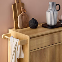 Carrello da cucina decorato in legno con 1 maniglia, 1 cassetto e 2