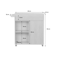 Carrello da cucina decorato in legno con 1 maniglia, 1 cassetto e 2