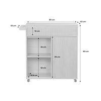 Carrello da cucina decorato in legno con 1 maniglia, 1 cassetto e 2