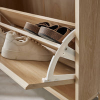 Scarpiera a 3 ante, decoro in legno naturale, marrone